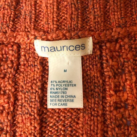 Maurices Rust Cable Knit V-Neck Sweater M Soft Grunge Bella Swan Cozy Knit Y2K - Picture 6 of 8